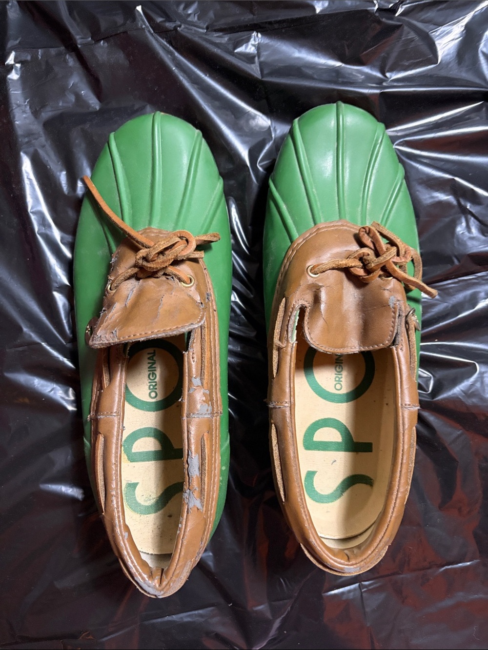 Two-Tone Green and Brown Men's Boat Shoes